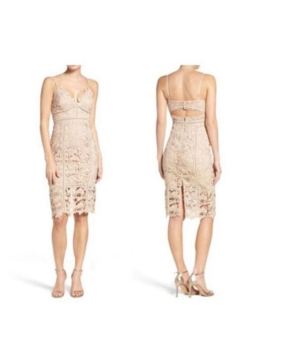 Bardot Botanica Lace Midi Dress Beige Size 4 / XS
